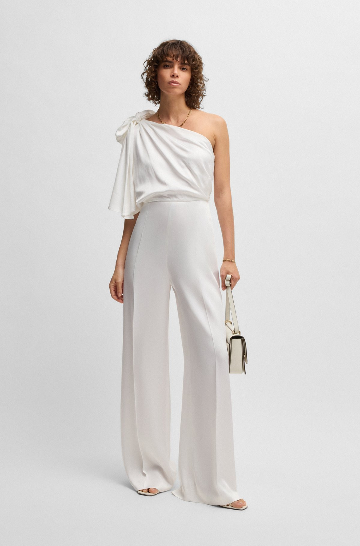 ONE-SHOULDER JUMPSUIT WITH TIE NECKLINE - 2