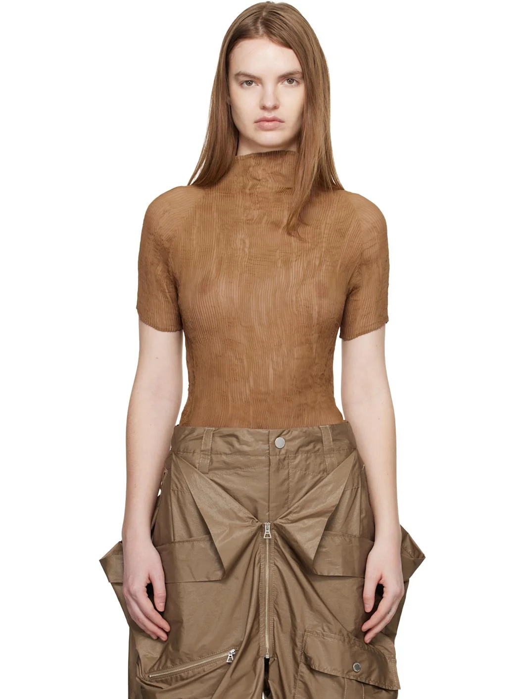 Beige Chiffon Twist 3 Top - 1