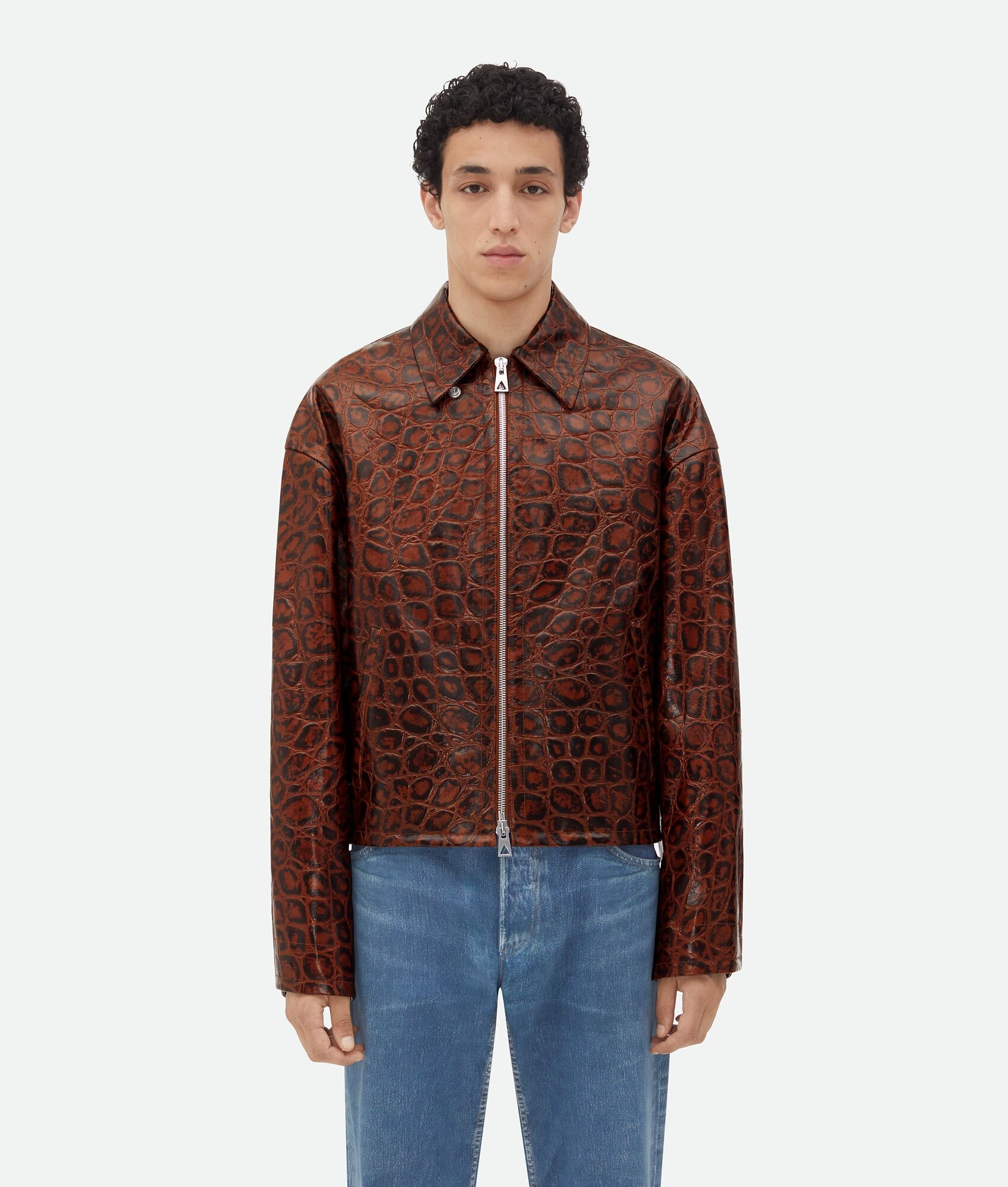 Bottega Veneta Crocodile-Effect Leather Jacket | REVERSIBLE