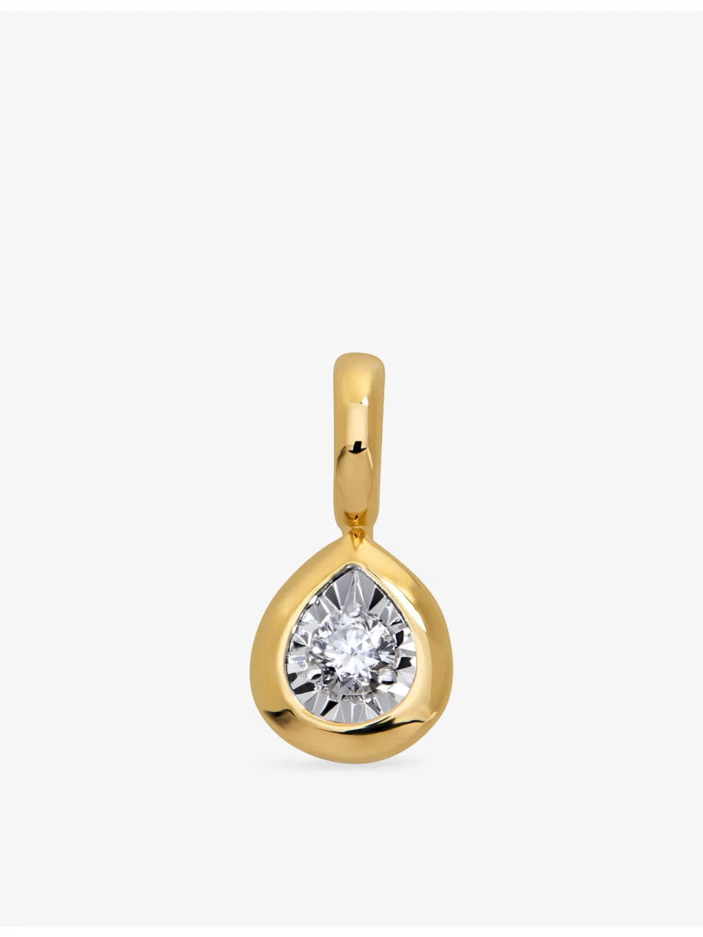 Pear Solitaire 18ct Yellow Gold Vermeil And 0.06ct Lab Grown Diamond Pendant - 1