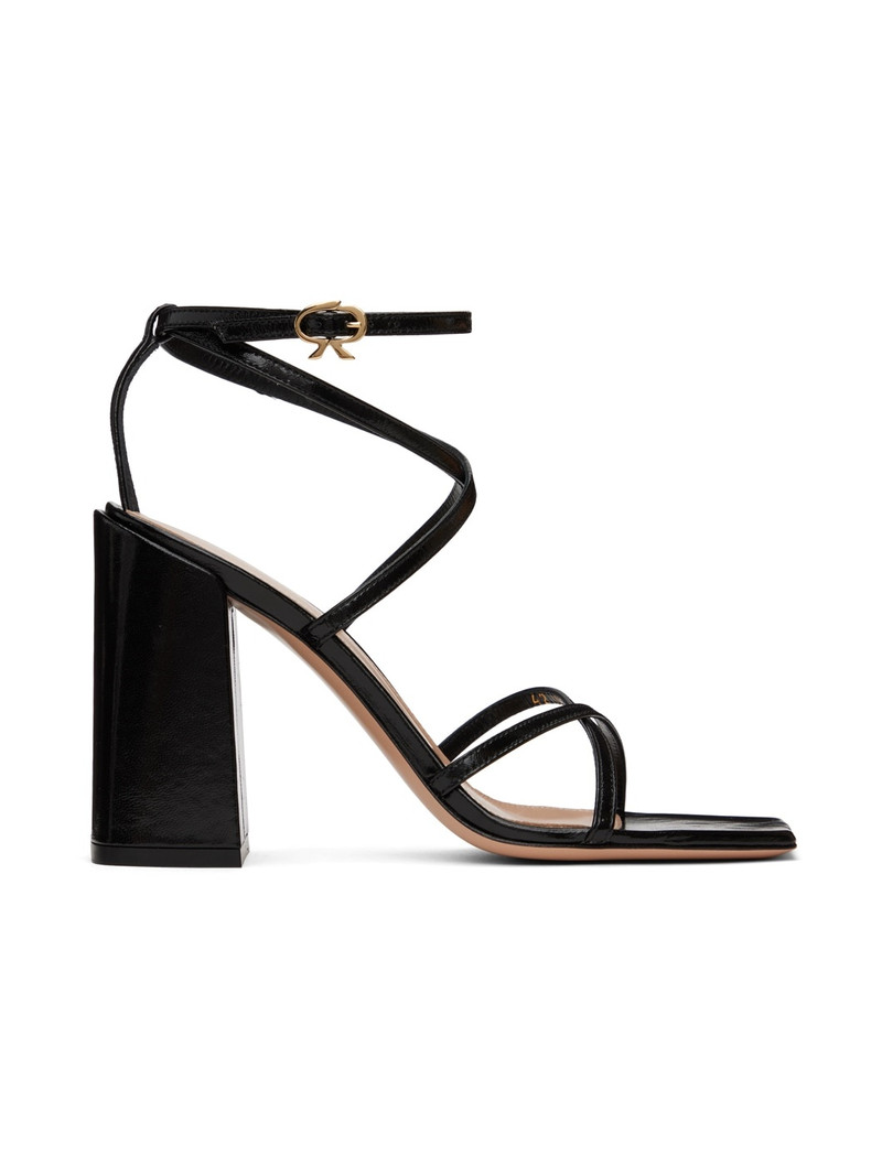 Black Leather Heeled Sandals 1