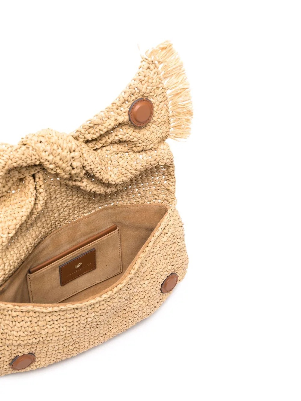 bow-detail raffia clutch bag - 5