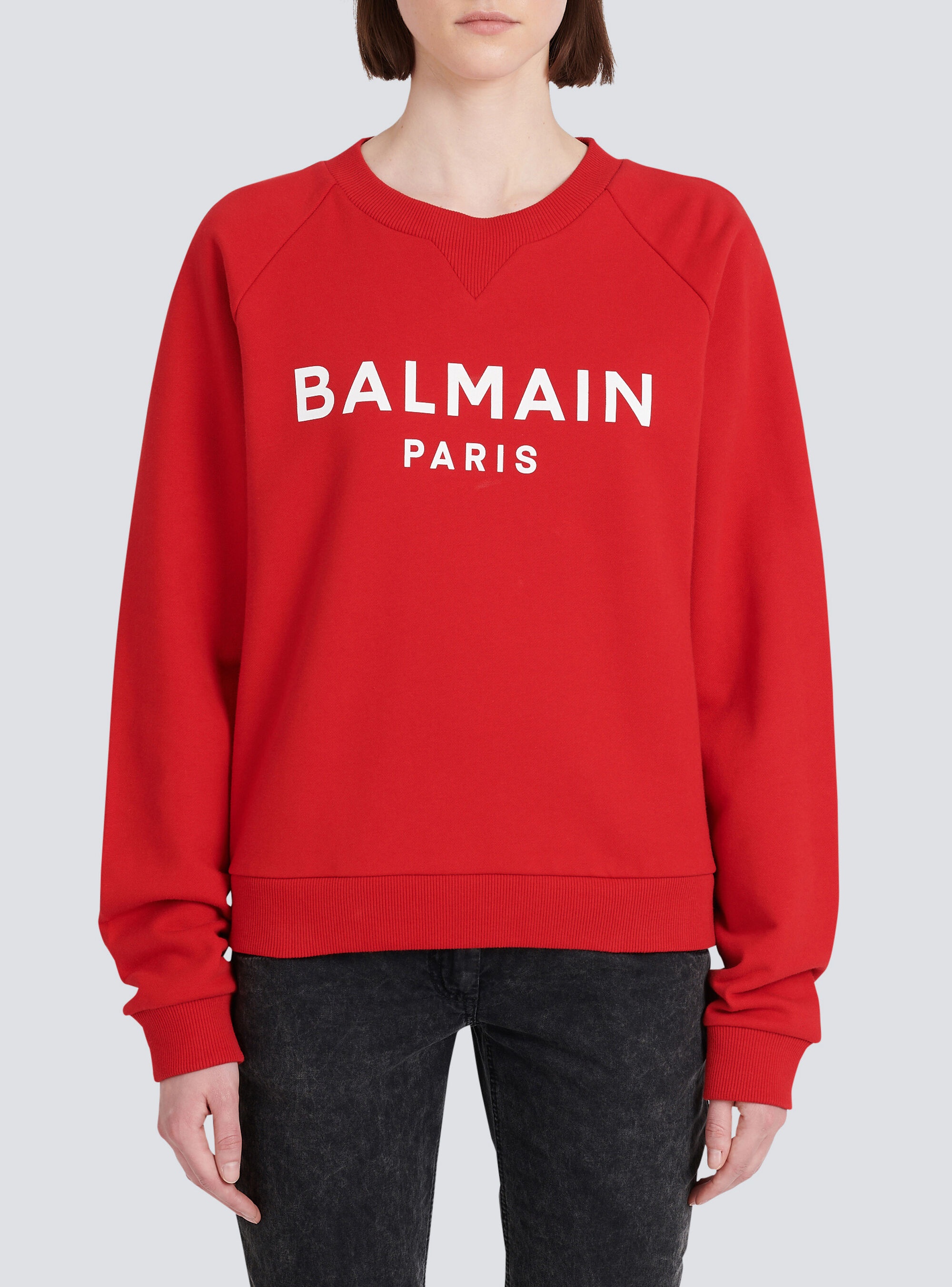 Eco-designed cotton sweatshirt with Balmain logo print - 6