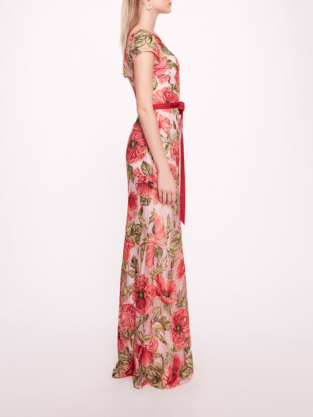 EMBROIDERED BOAT NECK GOWN - 3