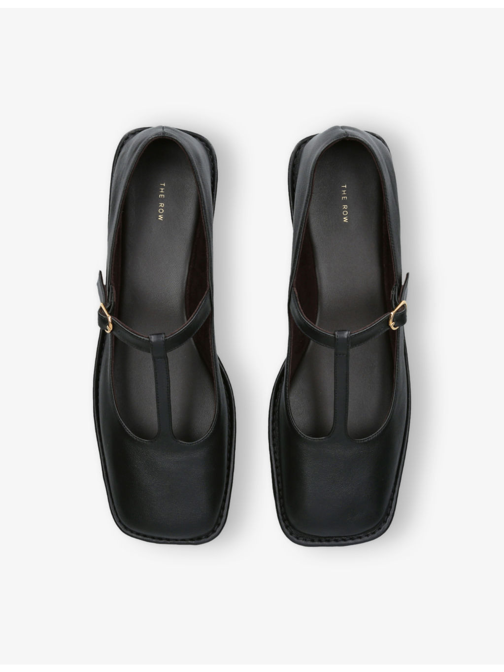 Square T-Bar Leather Pumps - 2