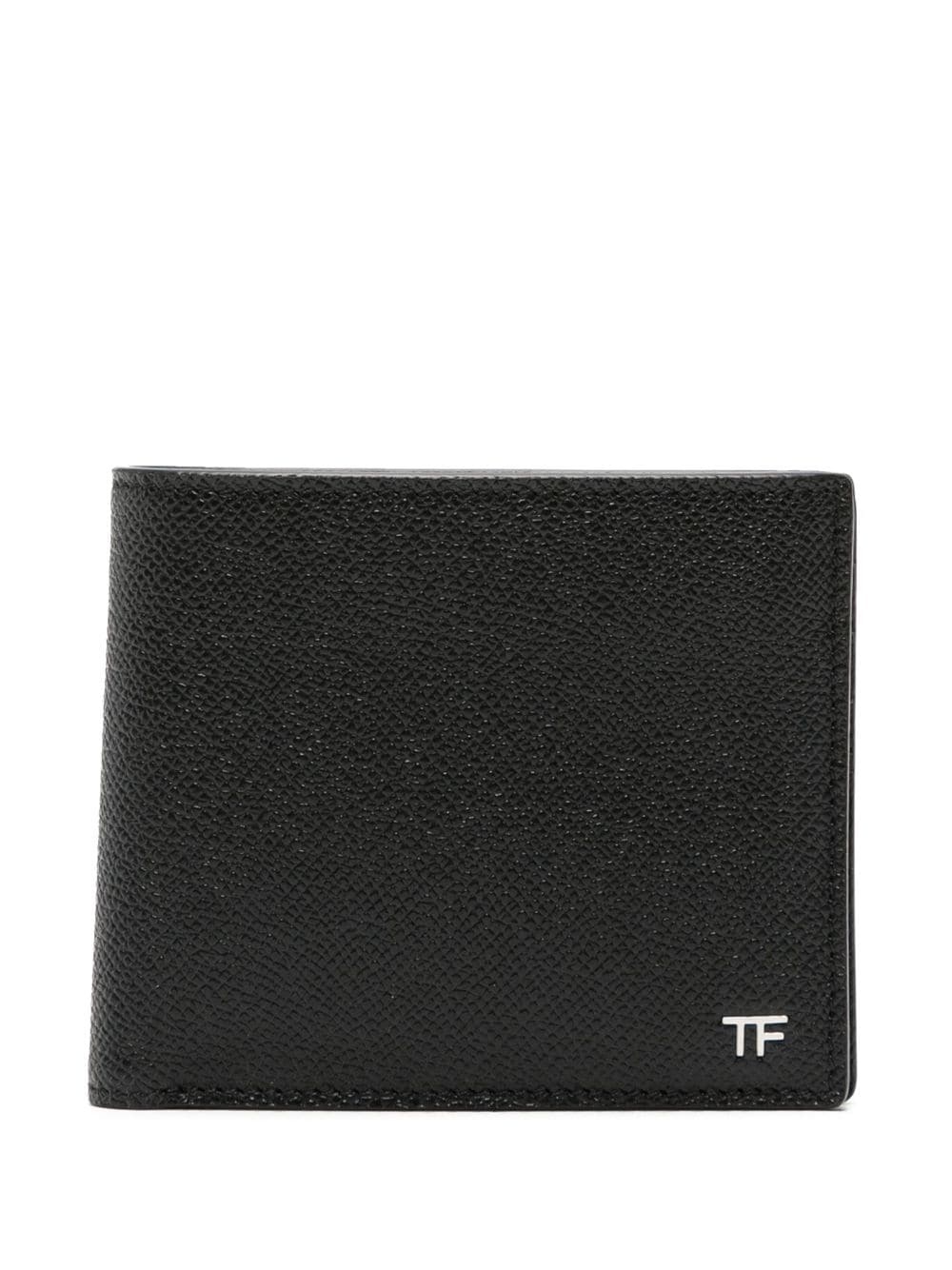 logo-plaque grained leather wallet - 1
