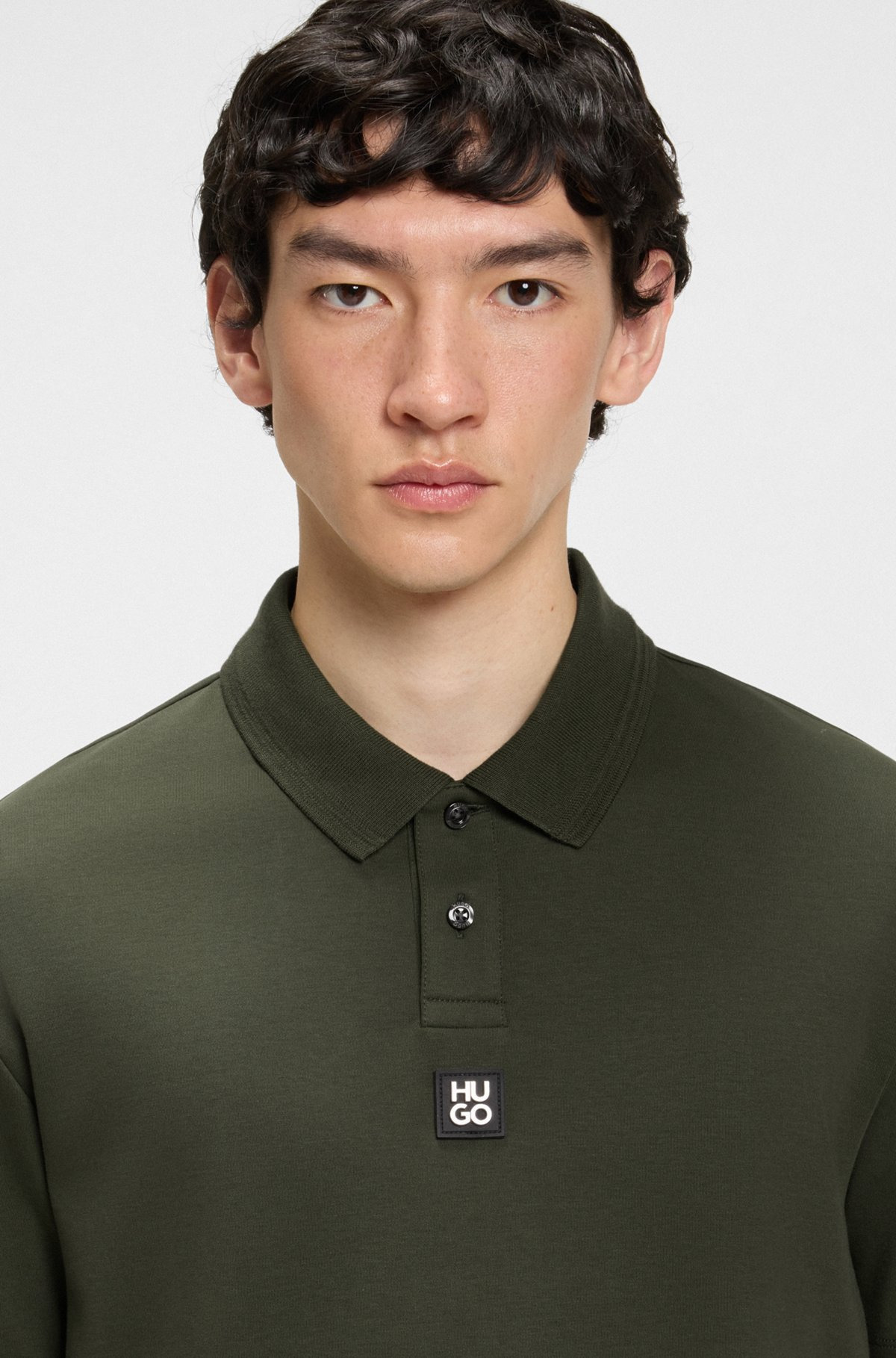 INTERLOCK-COTTON POLO SHIRT WITH STACKED LOGO - 3