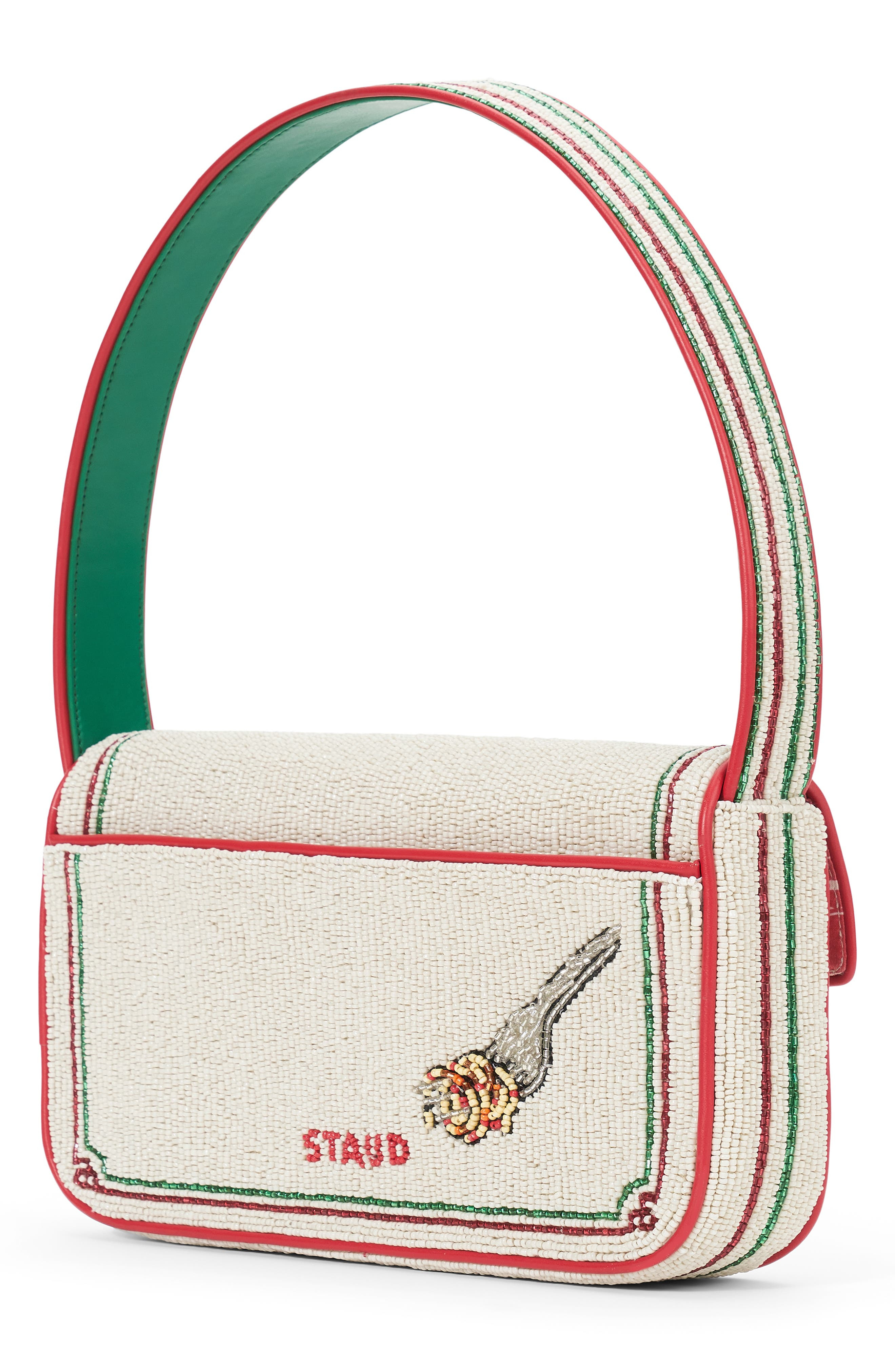 STAUD Tommy Beaded Shoulder Bag in Tomato at Nordstrom - 2