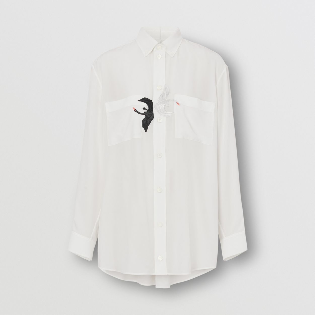 Swan Graphic Silk Crepe de Chine Shirt - 1