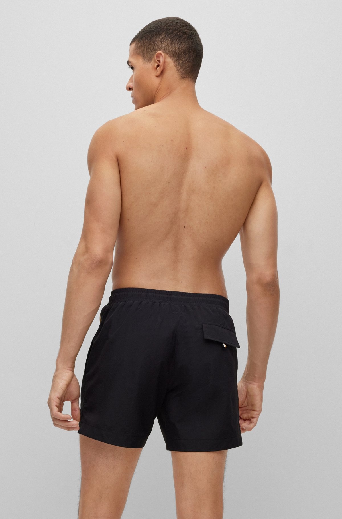 QUICK-DRYING SWIM SHORTS WITH METALLIC LOGO - 4