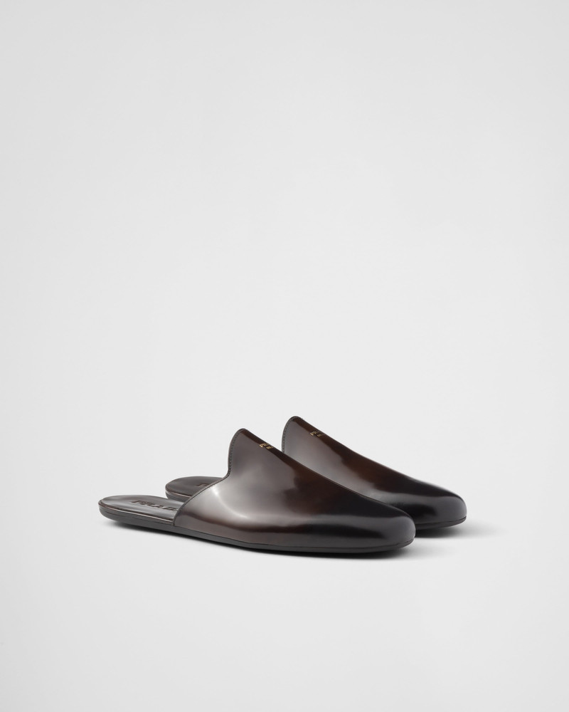 Brushed leather slippers 1