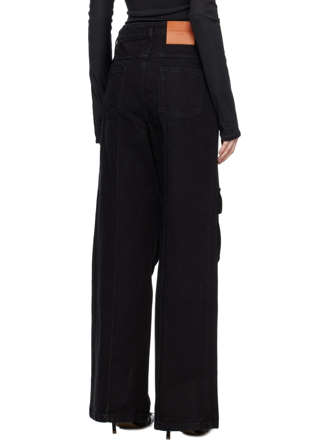 Black Cargo Denim Jeans - 3