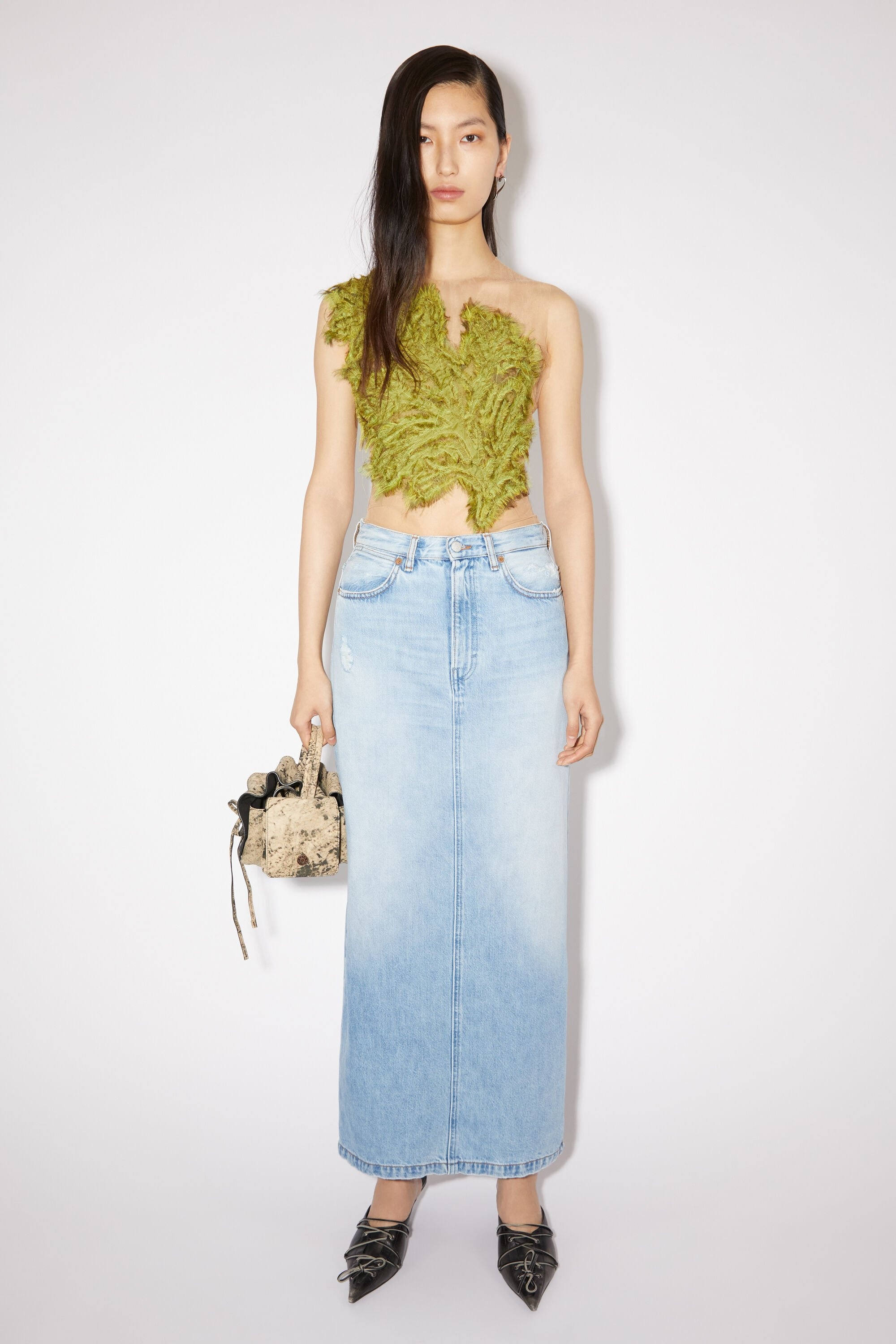 Mid-length denim skirt - Light blue - 2
