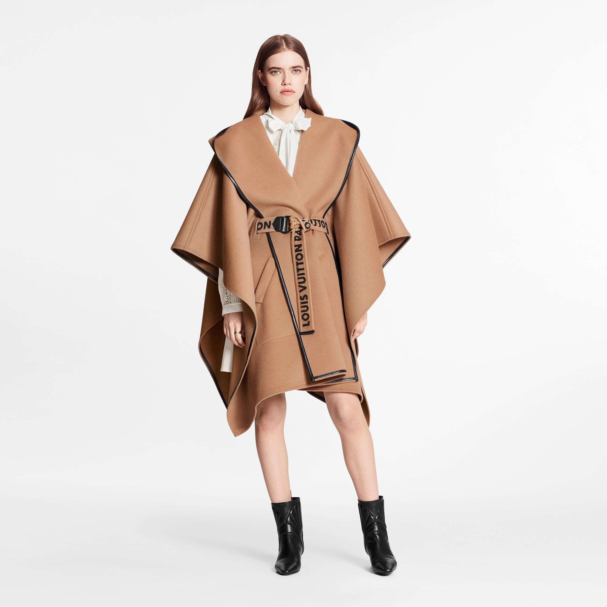 Hooded Cape Coat With Belt - 2