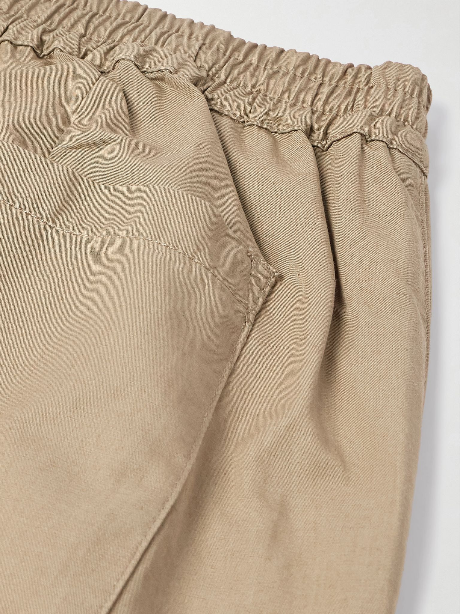 Banasa Straight-Leg Cotton and Linen-Blend Flannel Trousers Beige - 5
