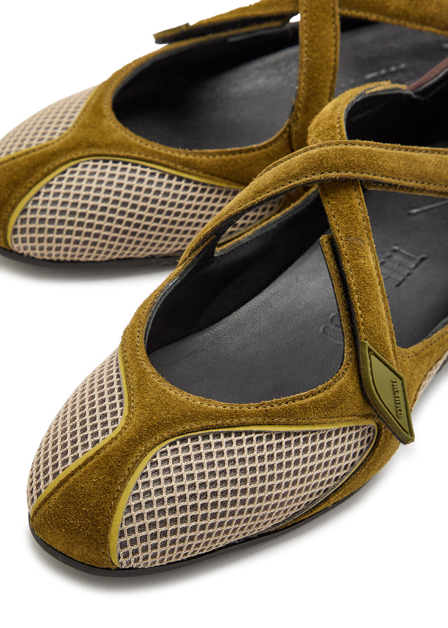 The Attico Panelled Mesh-knit Ballet Flats - 3