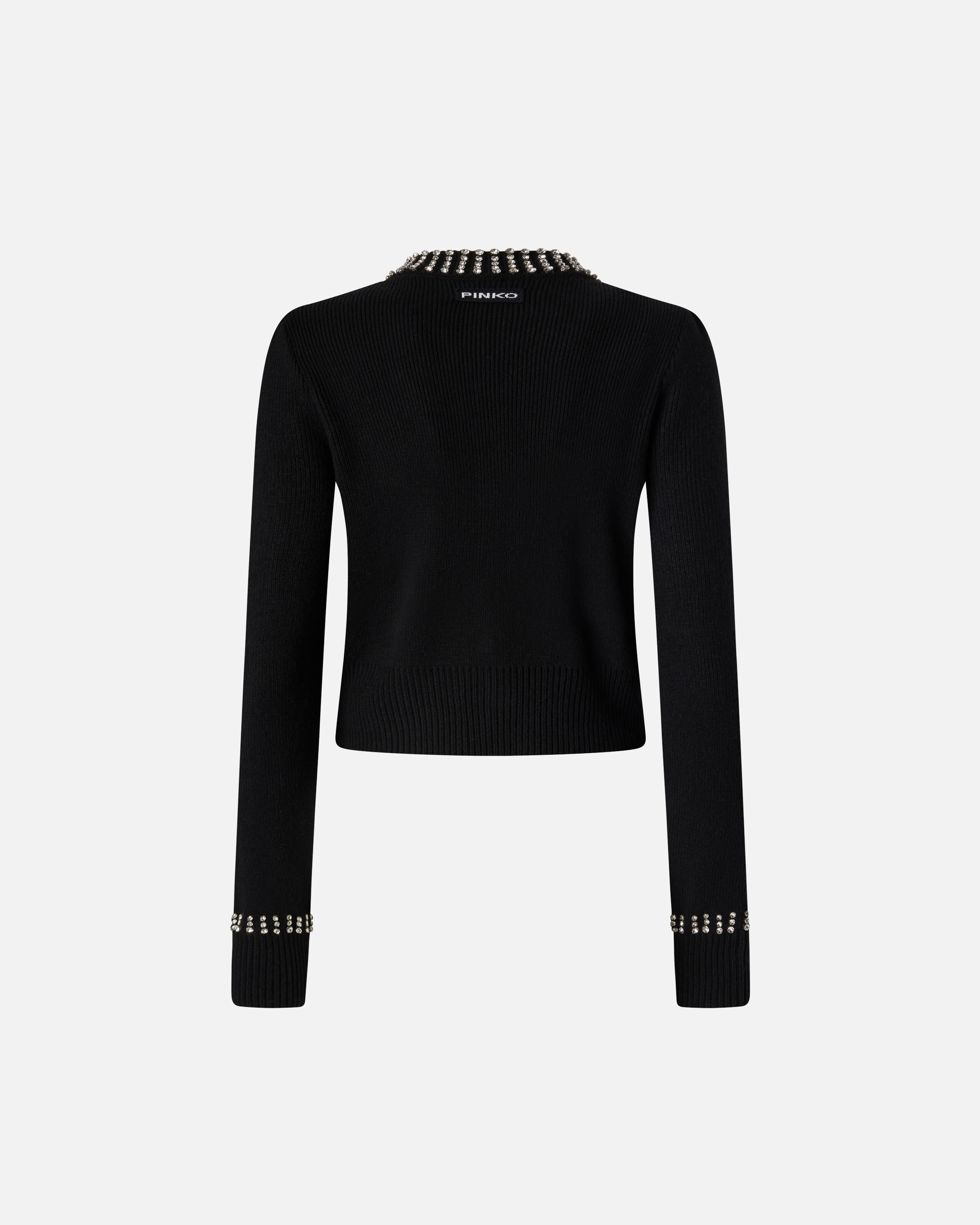 ROUND-NECK CARDIGAN WITH RHINESTONES - 6