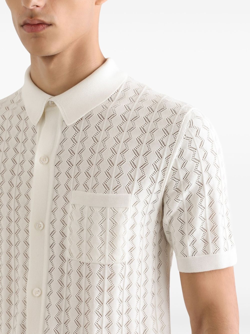 openwork cotton polo shirt - 5