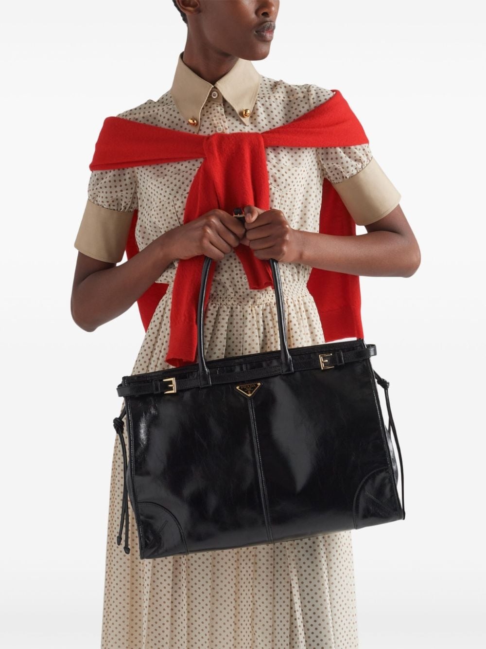 large triangle-logo leather handbag - 2