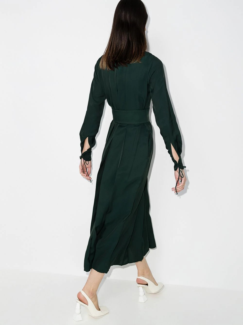 high-neck pleated midi dress - 3