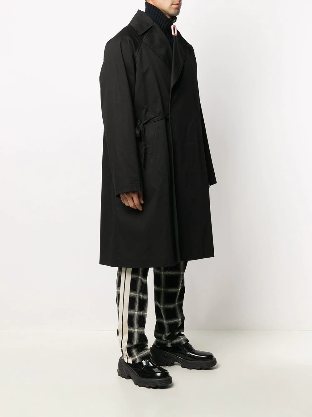 oversized side-tie fastening coat - 3