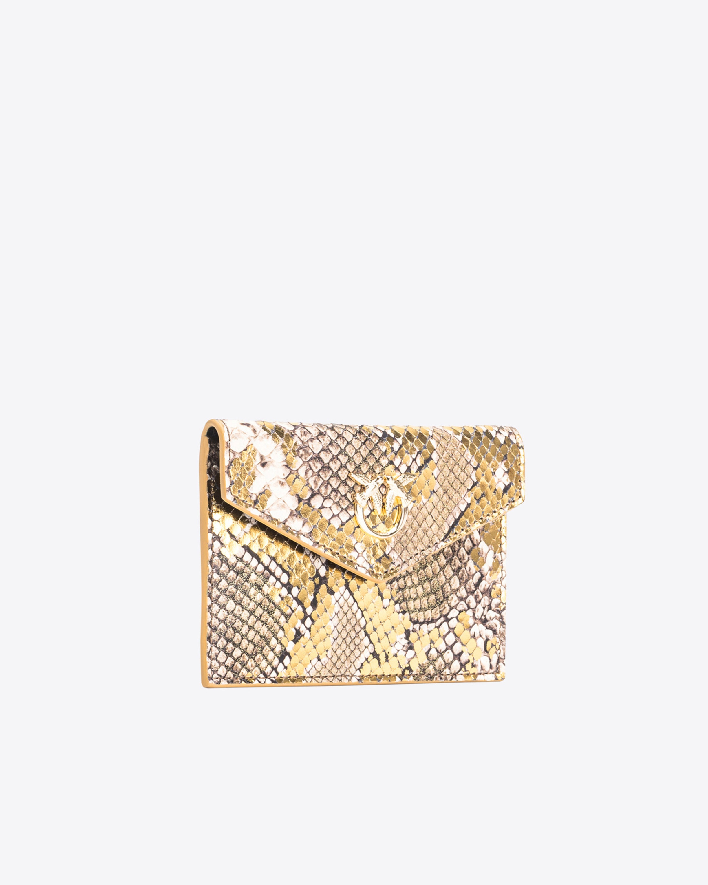 PINKO GALLERIA FLAT CARD HOLDER IN LAMINATED REPTILE SKIN - 3