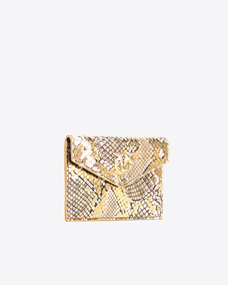 PINKO GALLERIA FLAT CARD HOLDER IN LAMINATED REPTILE SKIN 3