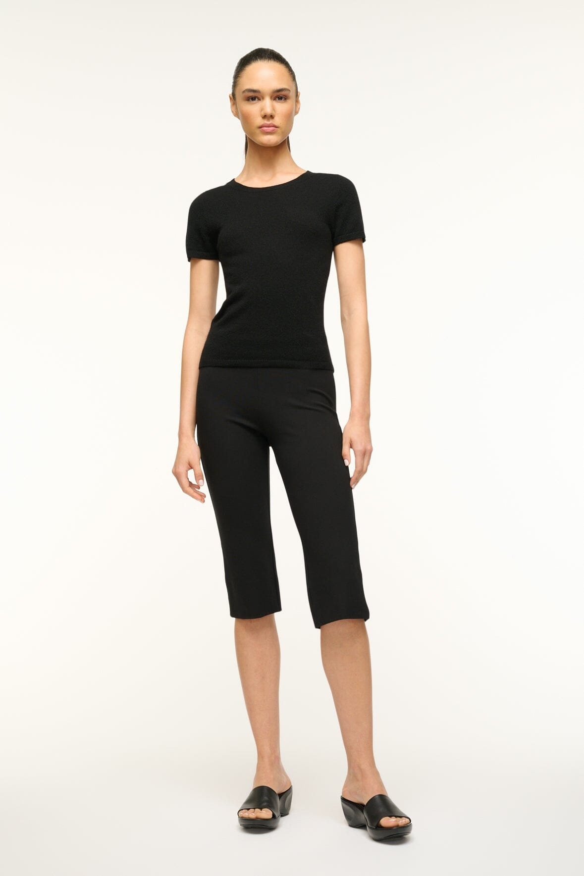 STAUD EASY CASHMERE TEE BLACK - 4