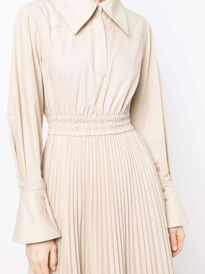 oversized-collar pleated shirt dress 5