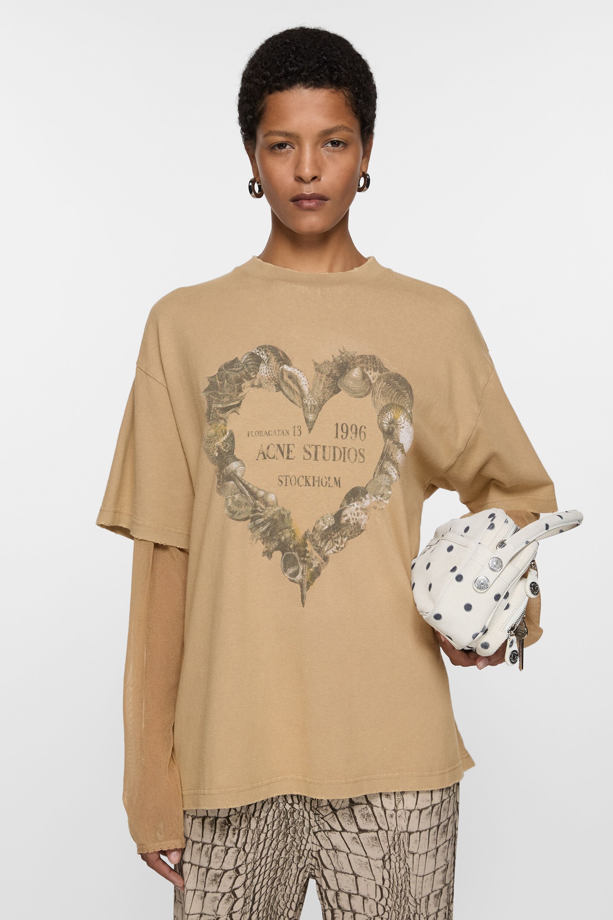 Layered print t-shirt - Sand beige - 2