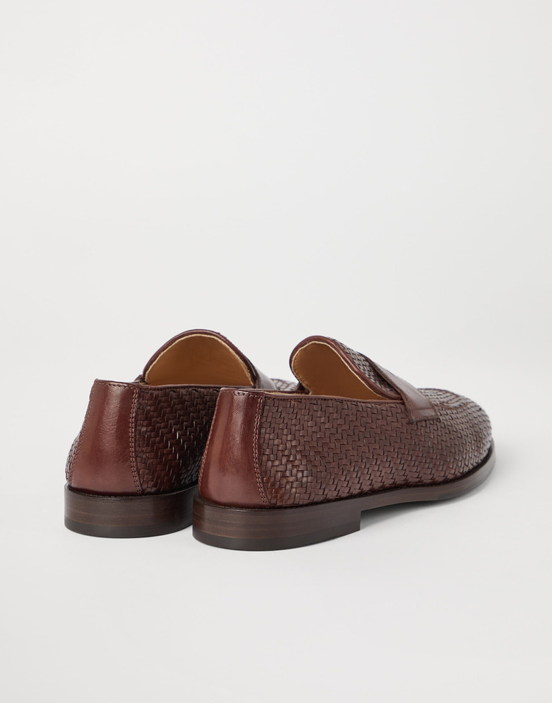 Brunello Cucinelli Braided calfskin penny loafers outlook