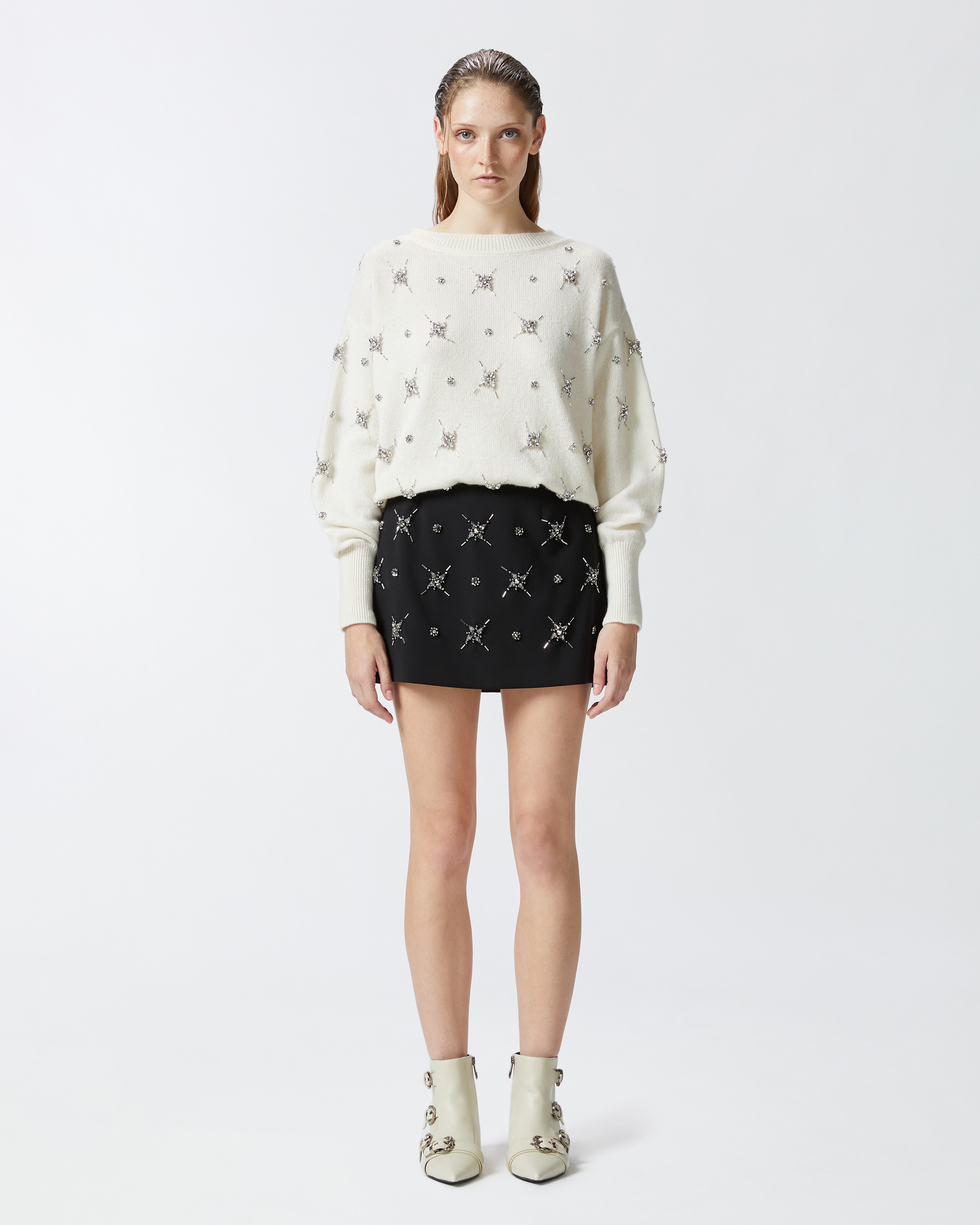 ELEGANT SWEATER WITH RHINESTONE JEWEL EMBROIDERY - 3