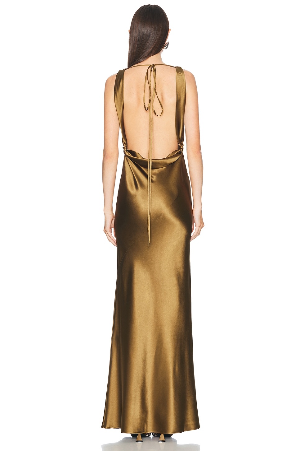 Plunging Back Cowl Dress - 4