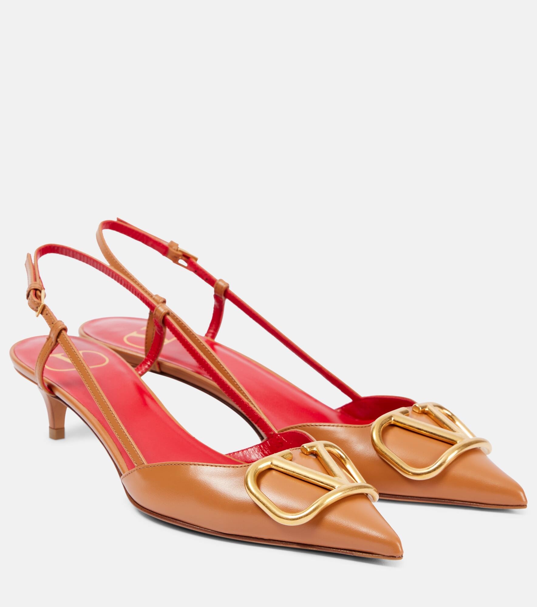 VLogo Signature 40 leather slingback pumps - 1