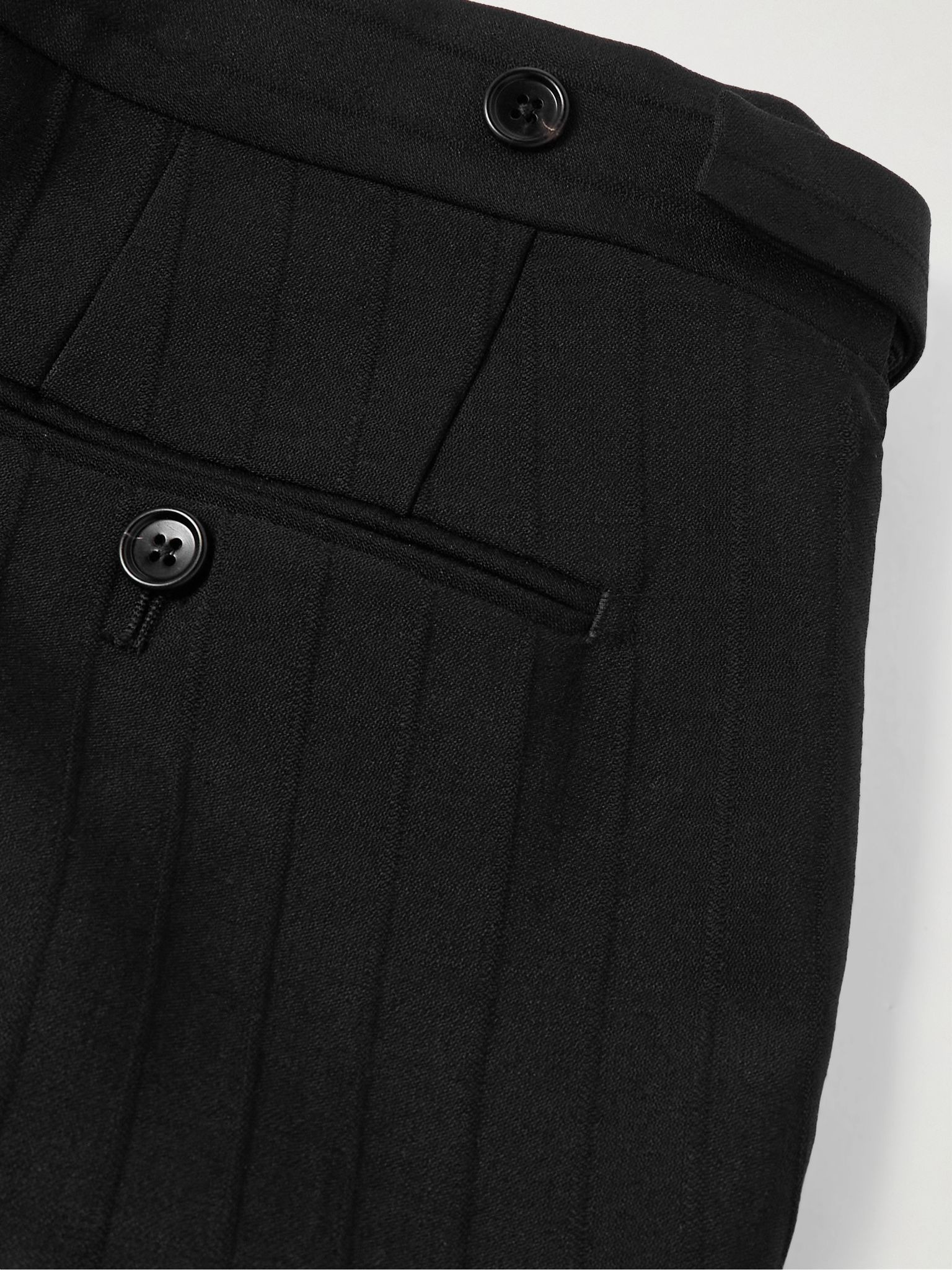 Straight-Leg Striped Mohair and Wool-Blend Trousers Black - 5