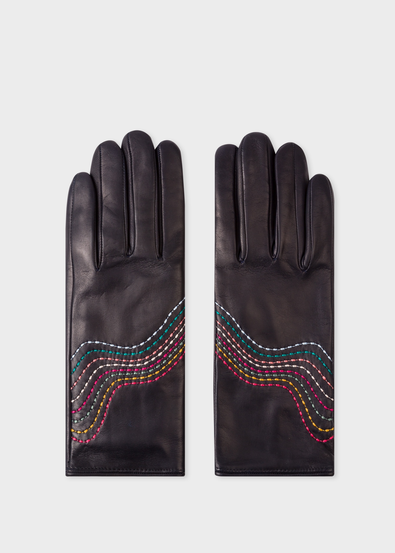 Leather Gloves With 'Swirl' Stitching Details - 1