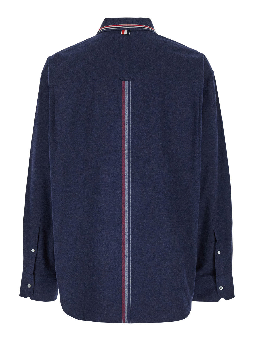 Thom Browne Men Blue Shirt With Classic Collar And Striped Rwb Detail In Cotton Man - 2