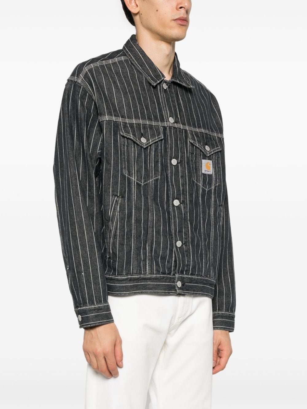 Orlean stripe-pattern denim jacket - 3