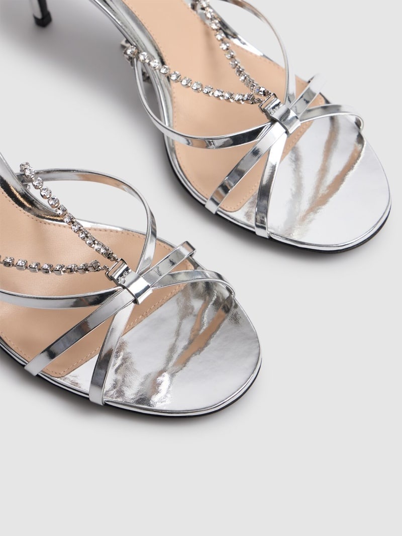 85mm leather sandals w/ crystal chain - 3