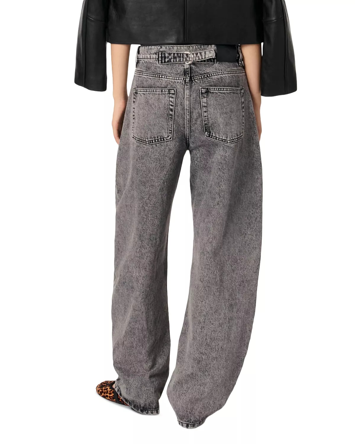 High Rise Balloon Leg Jeans in Grey - 3