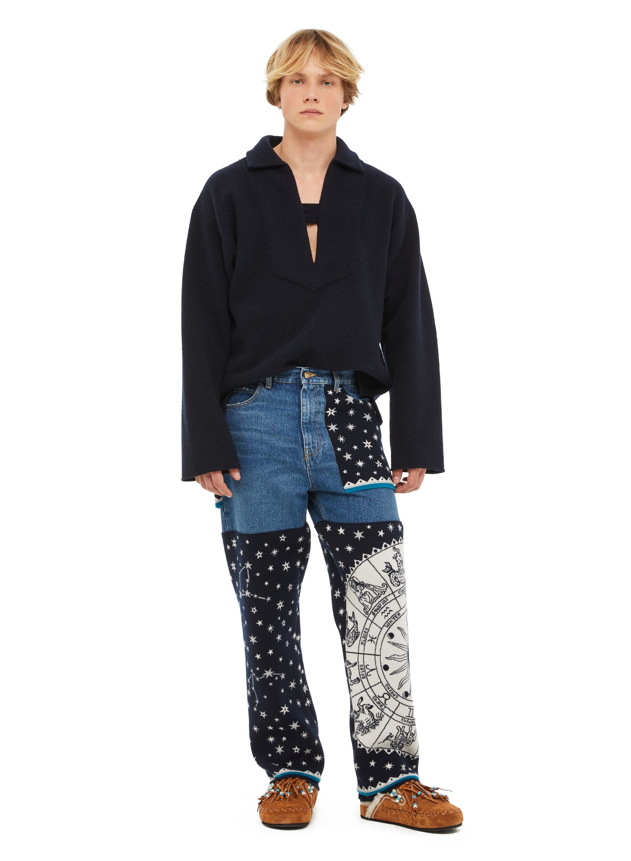 Astrology Wheel Denim Pants - 4