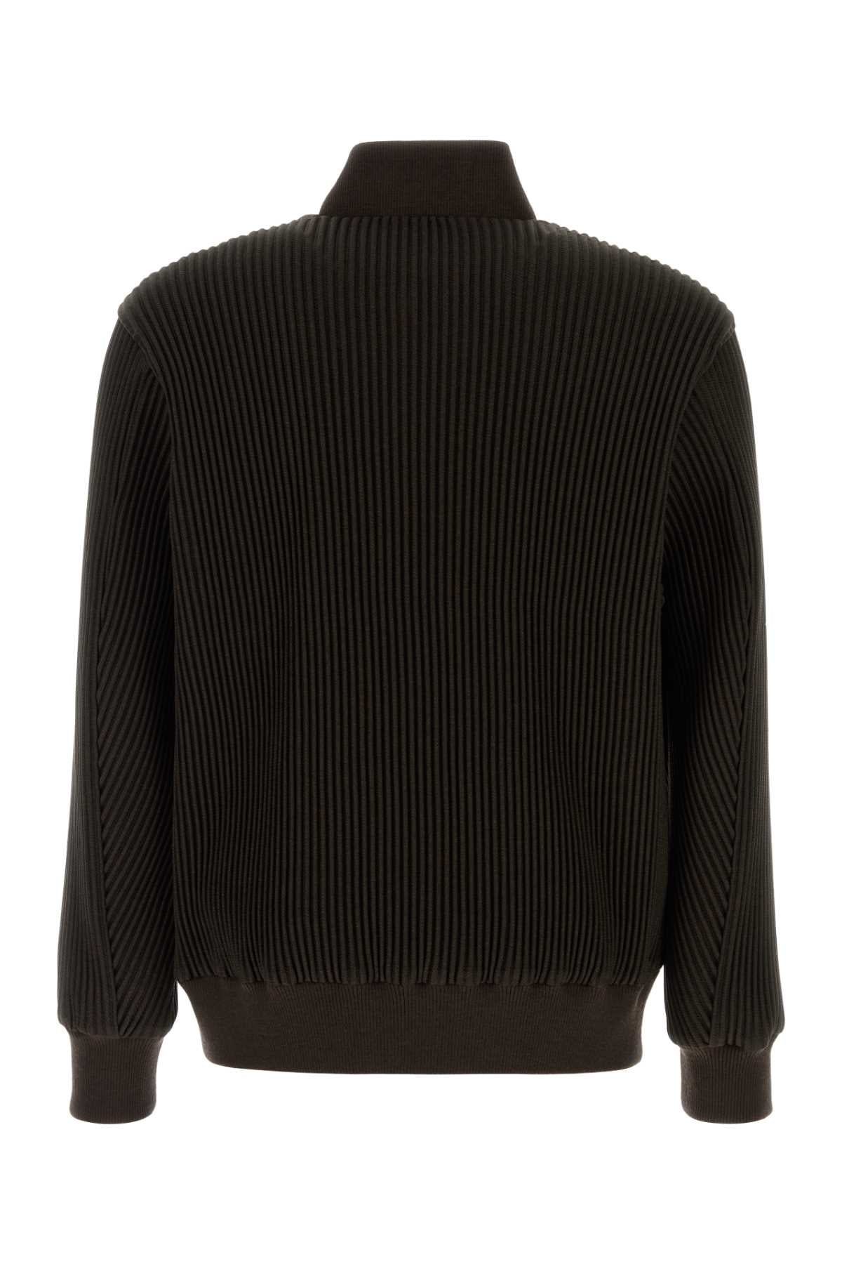 Homme Plisse' Issey Miyake Men Dark Brown Polyester Bomber Jacket - 2