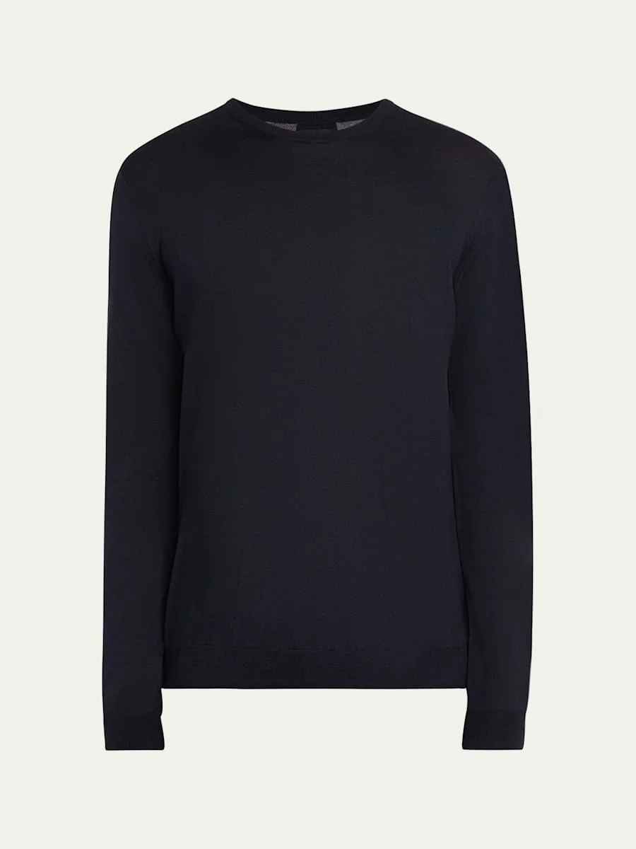 Men's Silk-Cotton Crew Sweater - 1