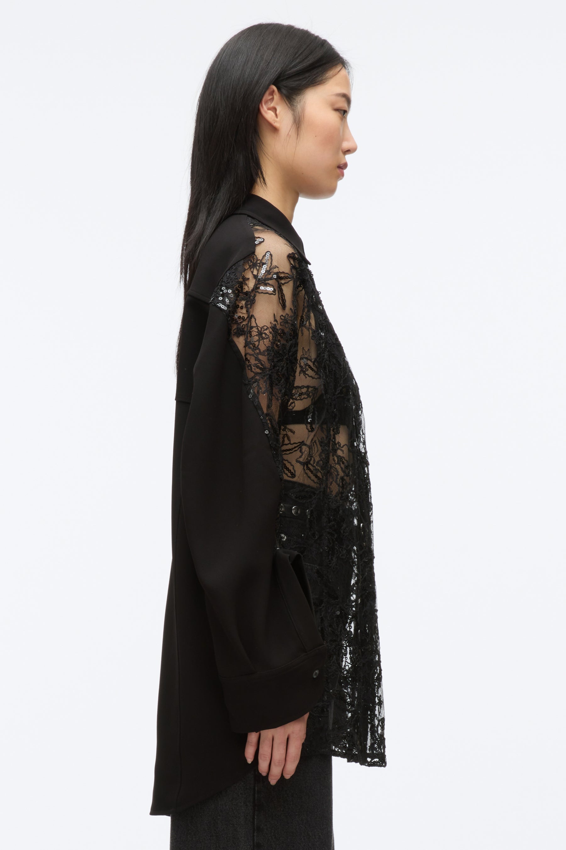 Sequin Lace Oversized Shirt - 5