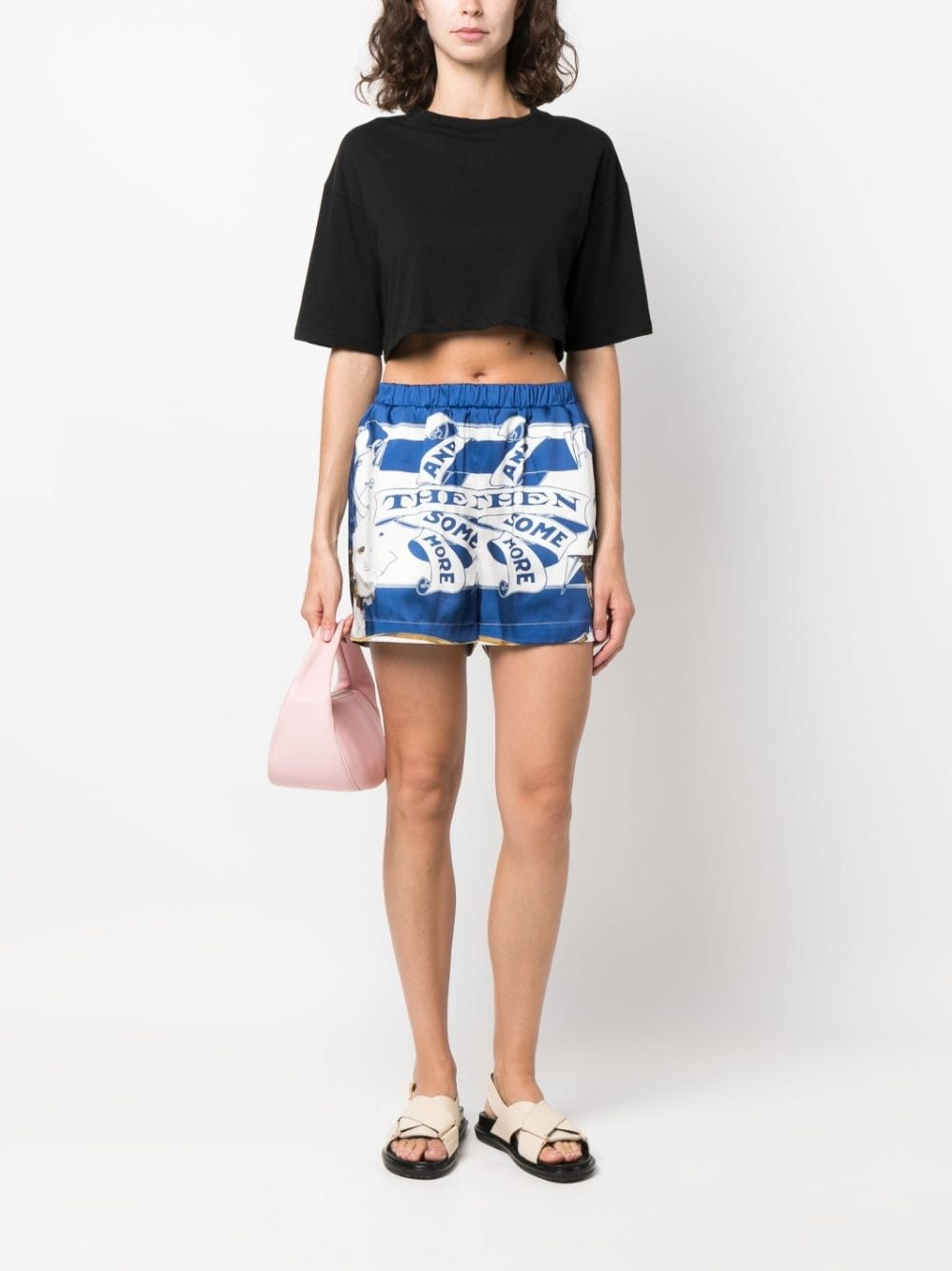 graphic-print satin mini shorts - 2