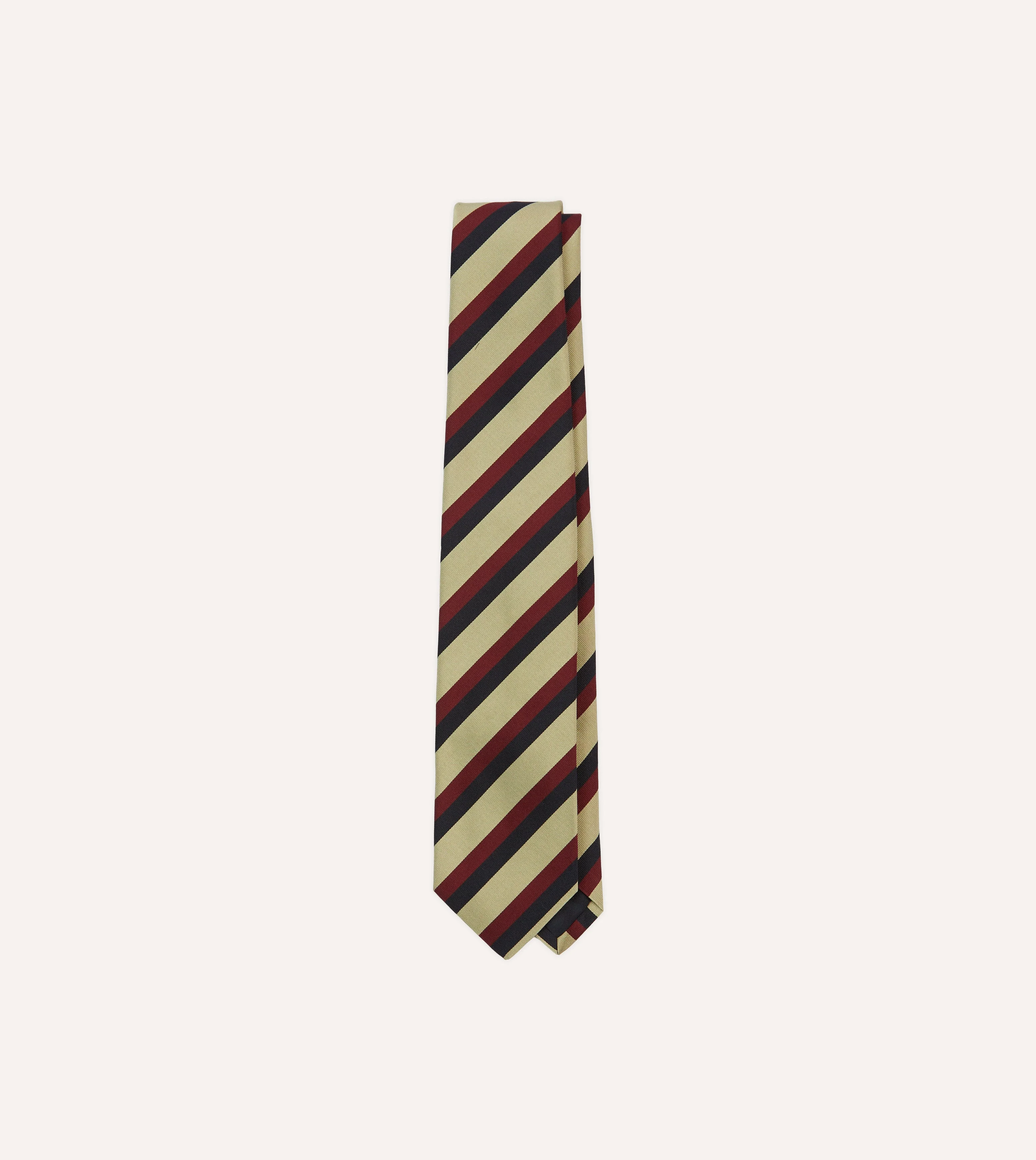 Navy, Red and Buff Stripe Mogador Silk Tipped Tie - 1