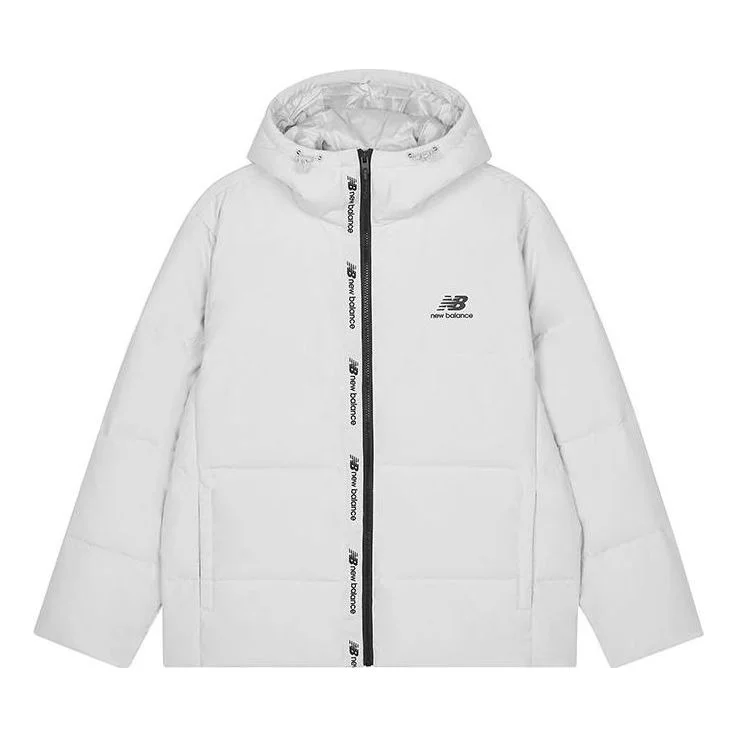 New Balance Logo Print Down Jacket 'White Black' AMJ23343-GYM - 1