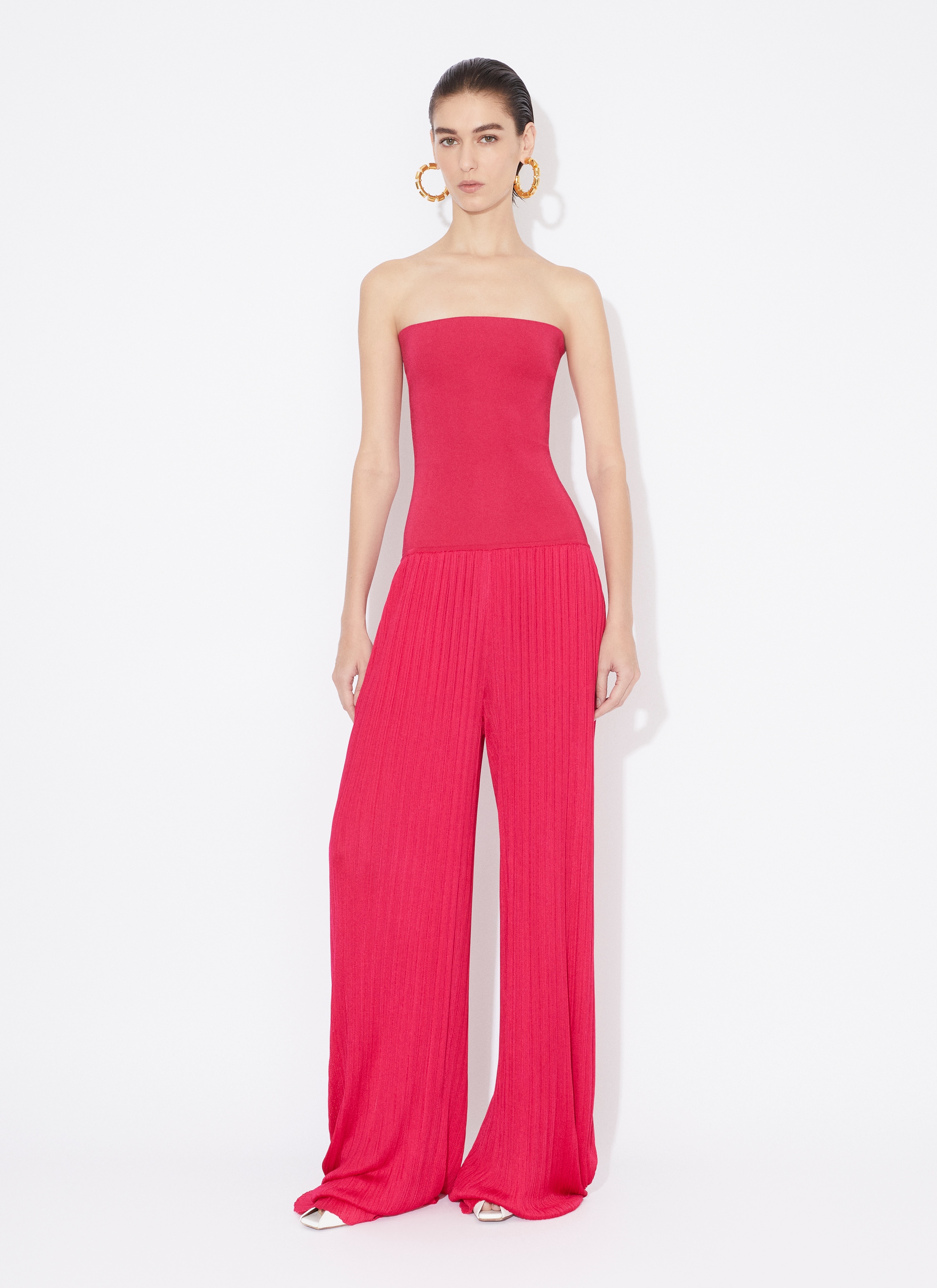 BUSTIER JUMPSUIT IN PLEATED KNIT - 2