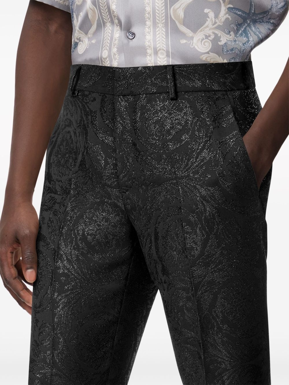 Barocco jacquard tailored trousers - 4
