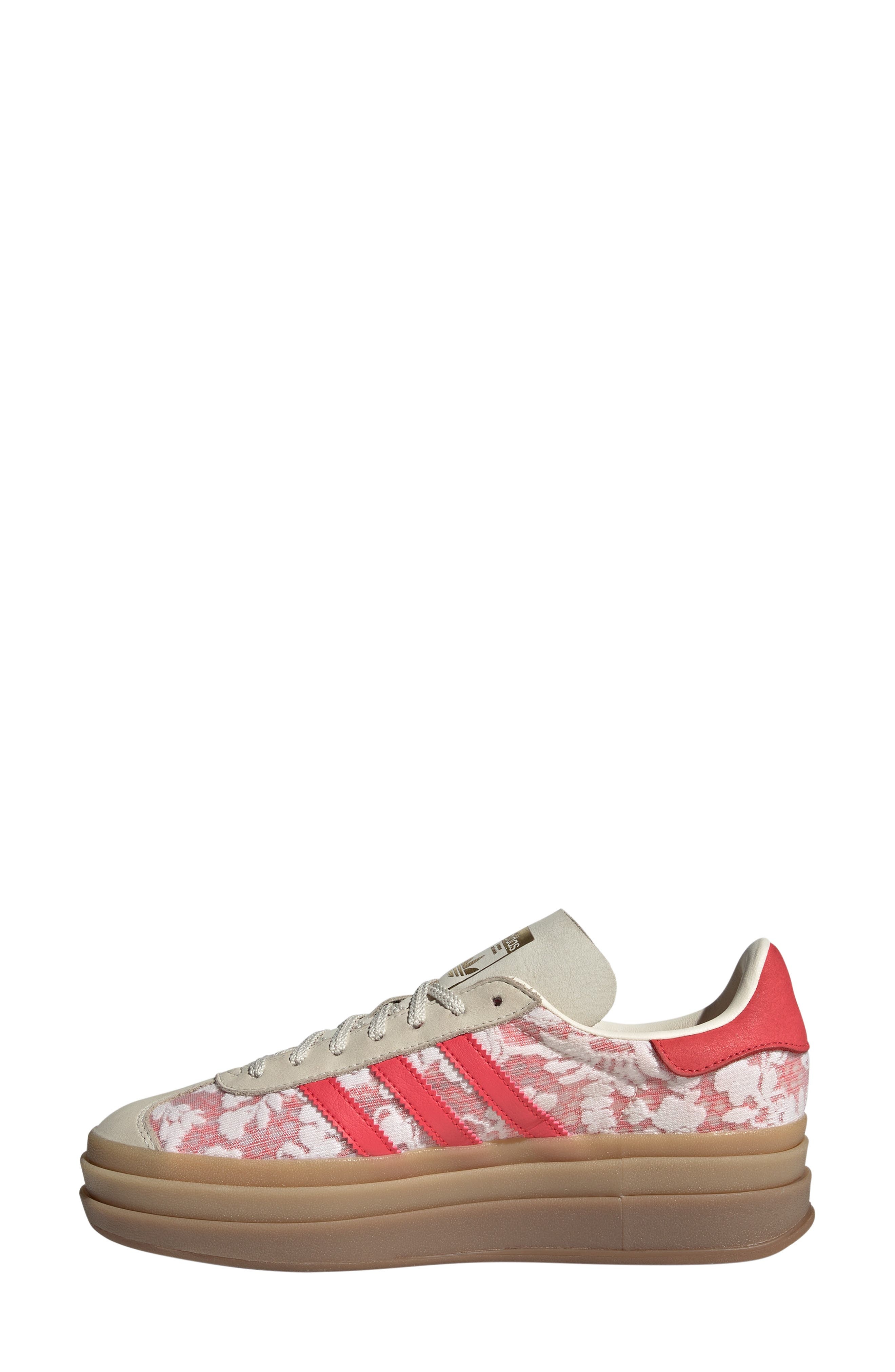 adidas x Liberty London Gazelle Bold Platform Sneaker in White/Cream White/scarlet at Nordstrom - 6
